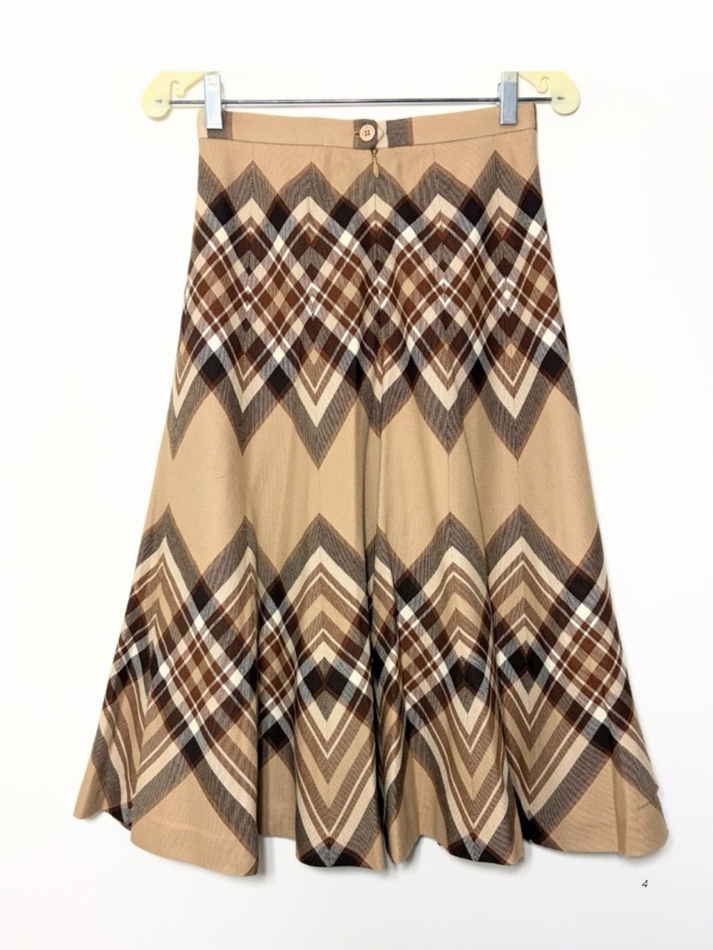Vintage Wool Plaid Skirt High Waist A-Line Brown Preppy Classic Size Small - Picture 5 of 10